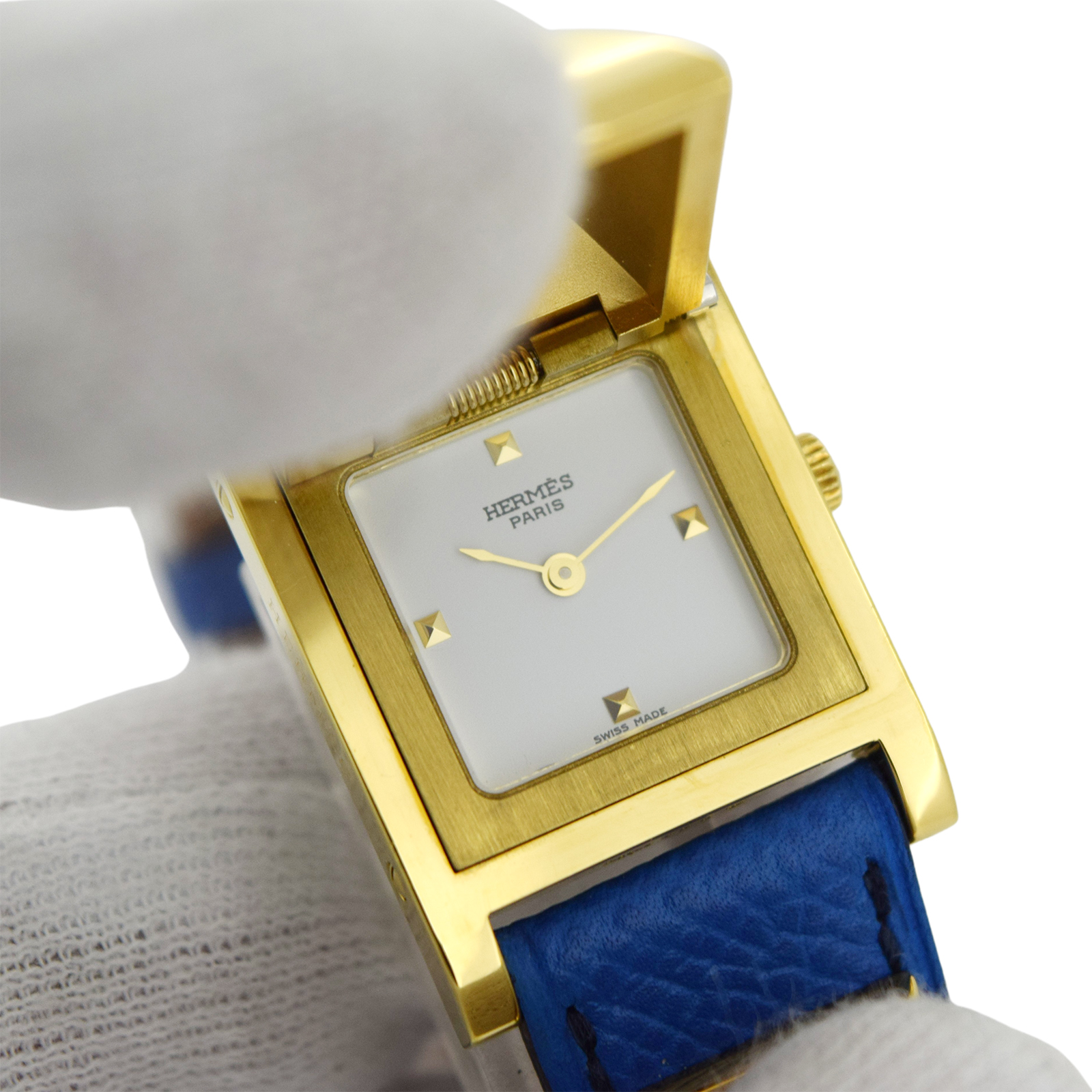 HERMES エルメス メドール ME1.201 ブルー ゴールド レディース 腕時計 ...