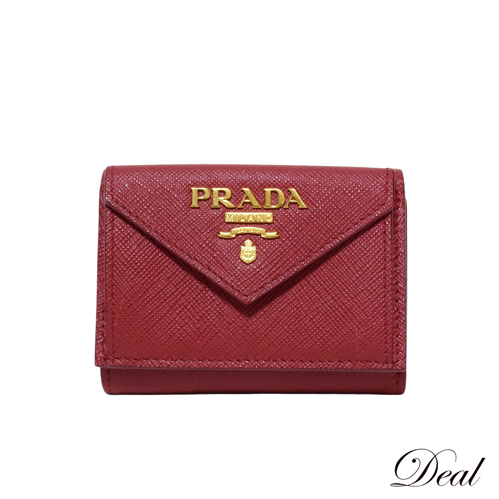 美品 PRADA プラダ サフィアーノ コンパクトウォレット 1MH021 赤 