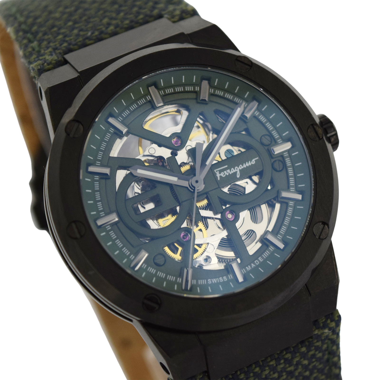 Salvatore Ferragamo 腕時計 メンズ SFDT02123 フェラガモ F-80 クラシック クオーツ グリーンxシルバー アナログ表示