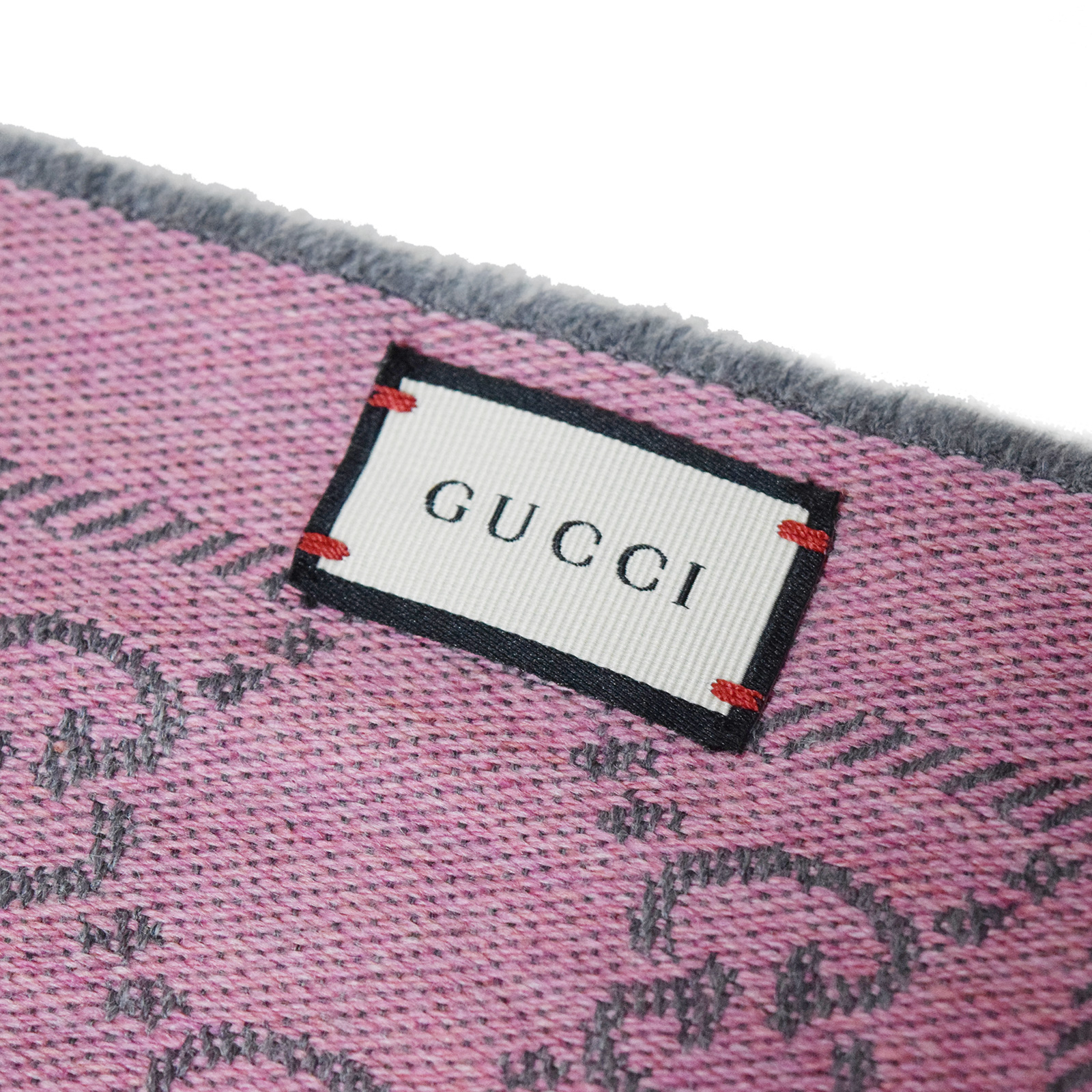 美品 GUCCI グッチ GG柄 ピンク グレー レディース マフラー｜中古