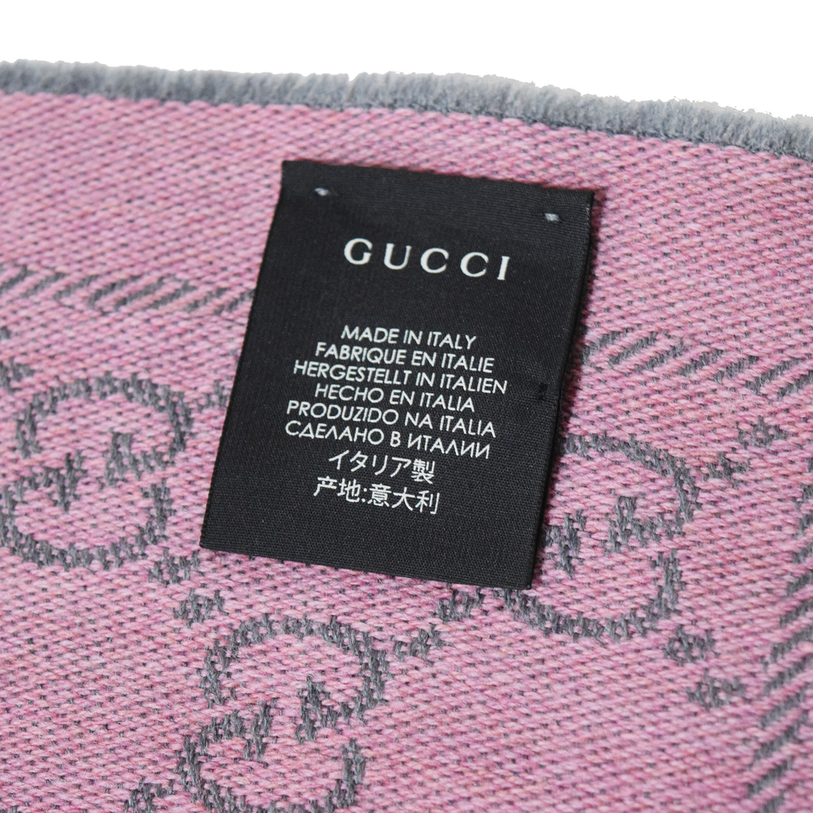 美品 GUCCI グッチ GG柄 ピンク グレー レディース マフラー｜中古 